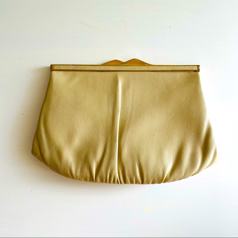 Vintage Ivory clutch/crossbody leather bag!